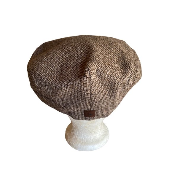 Dockers Brown Herringbone Wool Newsboy Cabbie Hat Cap Size Large - Picture 2 of 6